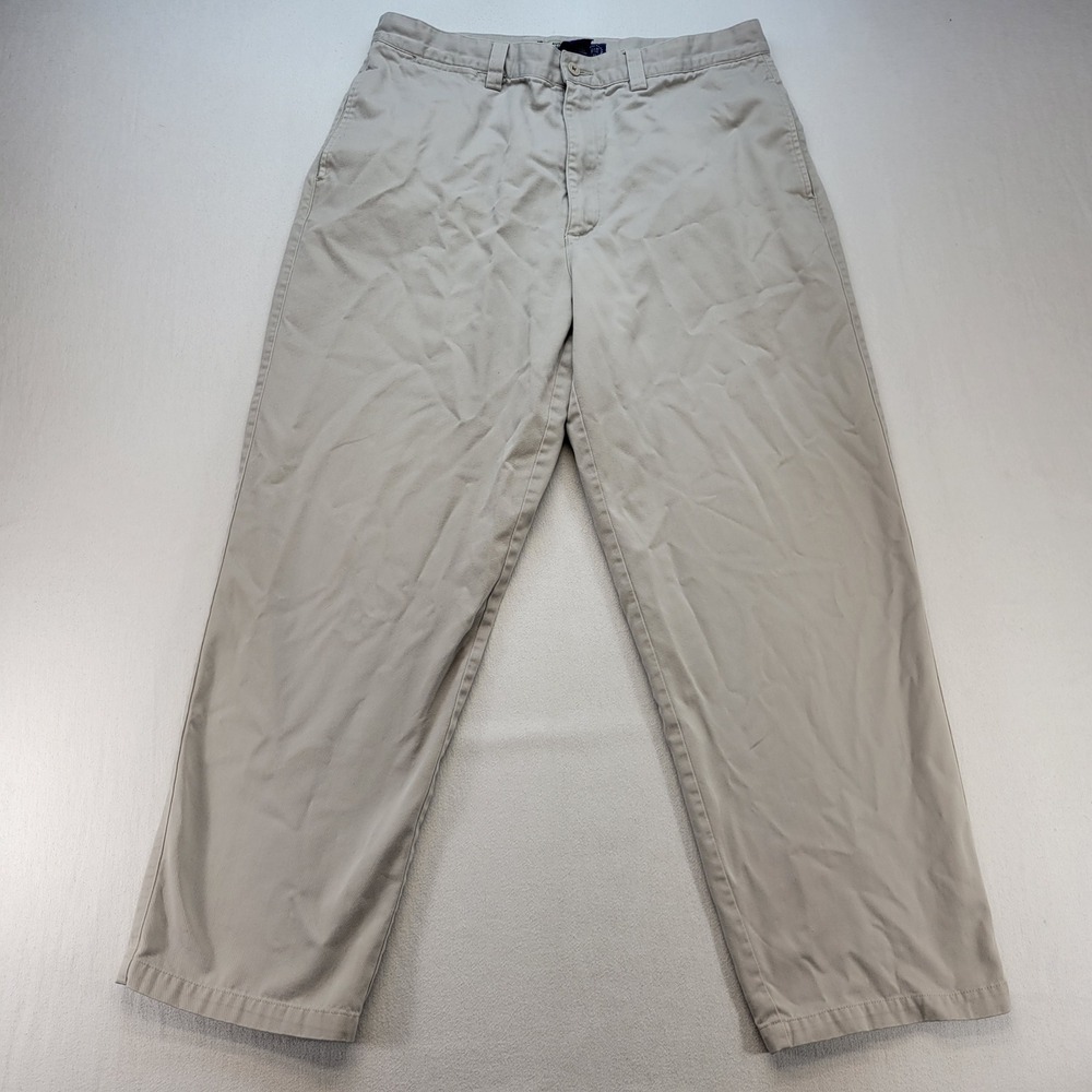 Authentic Laundered Khakis Pants Mens 36x30 Stone Chino Flat Front ALK Casual